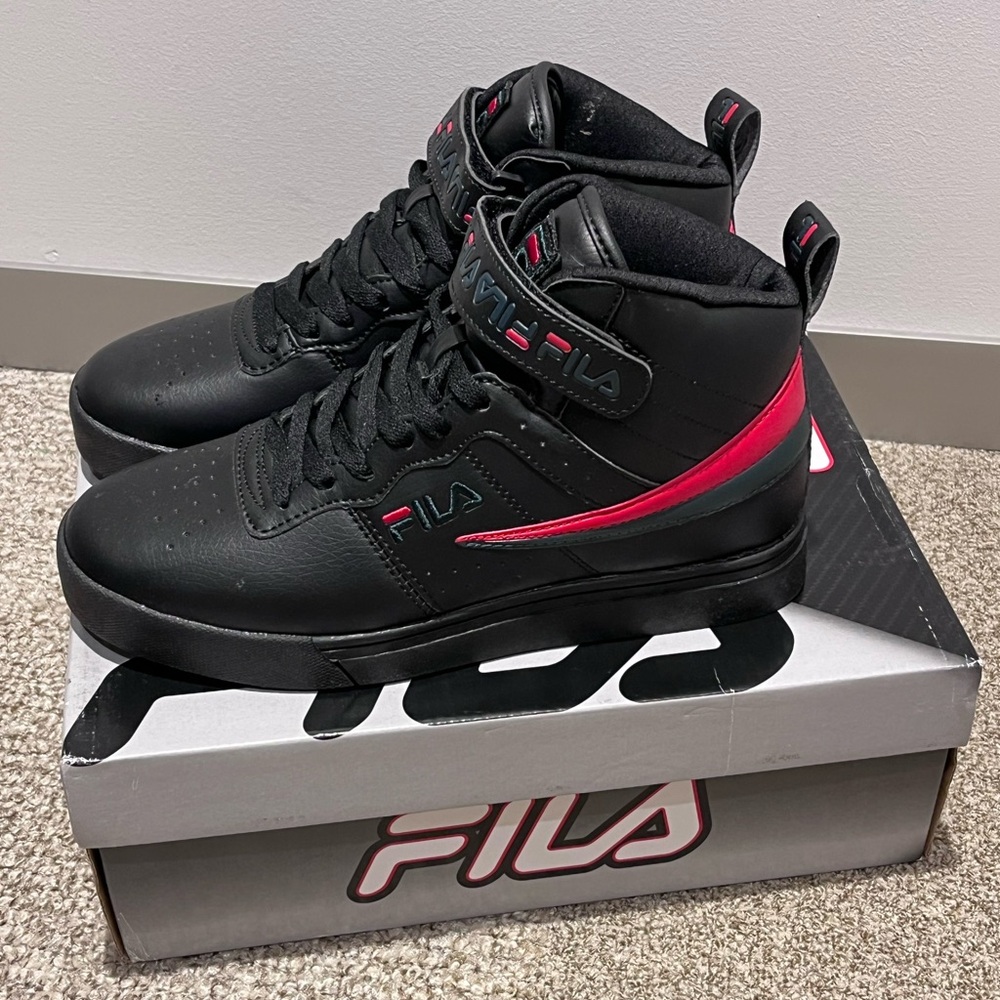 FILA Vulc 13 Repeat Logo High Top Shoes Men's Size 7 Black 1CM00884-026